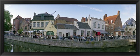 Framed Buildings at the waterfront, Bruges, West Flanders, Belgium Print