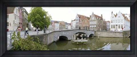 Framed Bridge across a channel, Bruges, West Flanders, Belgium Print