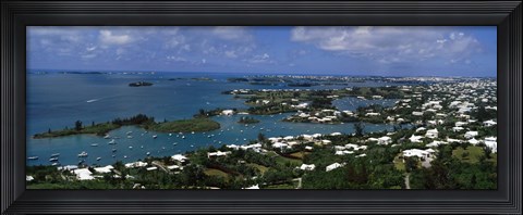 Framed Buildings along a coastline, Bermuda Print