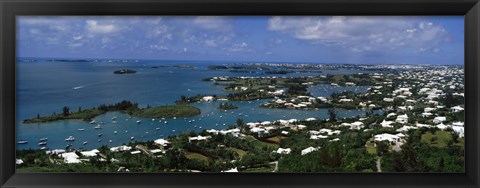 Framed Buildings along a coastline, Bermuda Print