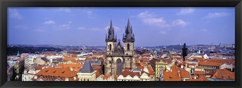 Framed Church in a city, Tyn Church, Prague Old Town Square, Prague, Czech Republic Print