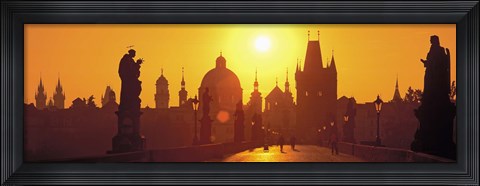 Framed Sunset over Charles Bridge, Prague, Czech Republic Print