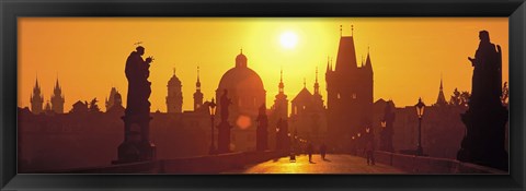 Framed Sunset over Charles Bridge, Prague, Czech Republic Print