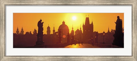 Framed Sunset over Charles Bridge, Prague, Czech Republic Print