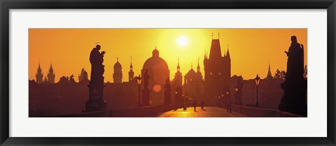 Framed Sunset over Charles Bridge, Prague, Czech Republic Print