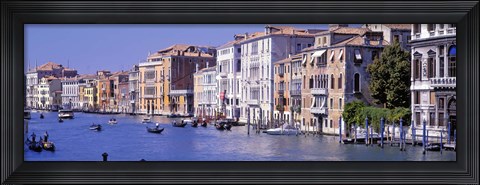 Framed Gondolas passing buildings along a canal, Grand Canal, Venice, Italy Print