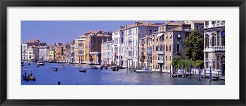 Framed Gondolas passing buildings along a canal, Grand Canal, Venice, Italy Print