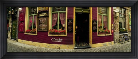 Framed Facade of a restaurant, Patershol, Ghent, East Flanders, Flemish Region, Belgium Print