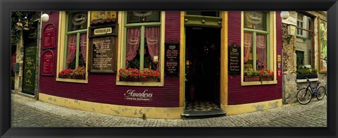 Framed Facade of a restaurant, Patershol, Ghent, East Flanders, Flemish Region, Belgium Print