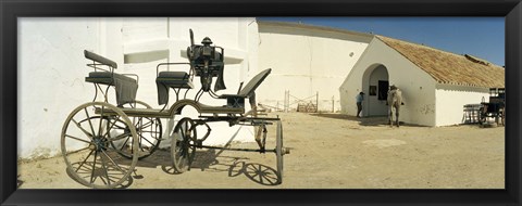 Framed Horse cart in front of a hotel, Hotel Cortijo El Esparragal, Gerena, Seville, Seville Province, Andalusia, Spain Print