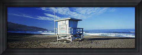 Framed Lifeguard hut on the beach, Torrance Beach, Torrance, Los Angeles County, California, USA Print