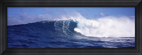 Framed Rough waves in the sea, Tahiti, French Polynesia Print