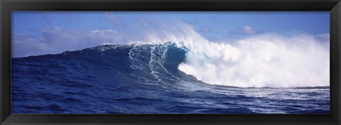 Framed Rough waves in the sea, Tahiti, French Polynesia Print