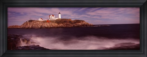 Framed Lighthouse on the coast, Nubble Lighthouse, York, York County, Maine Print