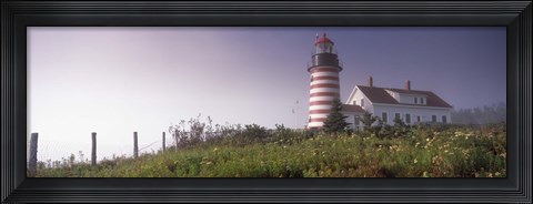 Framed Low angle view of a lighthouse, West Quoddy Head lighthouse, Lubec, Washington County, Maine, USA Print