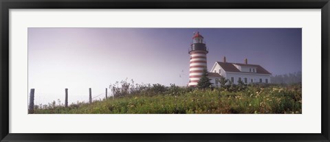 Framed Low angle view of a lighthouse, West Quoddy Head lighthouse, Lubec, Washington County, Maine, USA Print