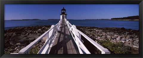 Framed Lighthouse on the coast, Marshall Point Lighthouse, built 1832, rebuilt 1858, Port Clyde, Maine, USA Print