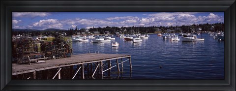 Framed Boats in the sea, Bass Harbor, Hancock County, Maine, USA Print