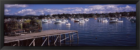 Framed Boats in the sea, Bass Harbor, Hancock County, Maine, USA Print