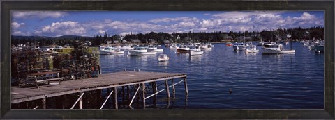 Framed Boats in the sea, Bass Harbor, Hancock County, Maine, USA Print