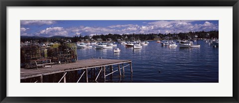 Framed Boats in the sea, Bass Harbor, Hancock County, Maine, USA Print