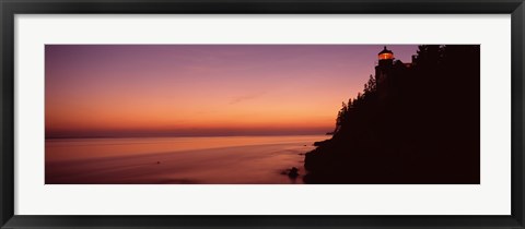 Framed Bass Head Lighthouse at dusk, Bass Harbor, Maine Print