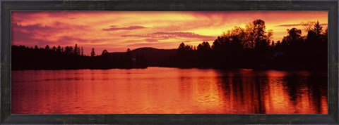 Framed Lake at sunset, Vermont, USA Print