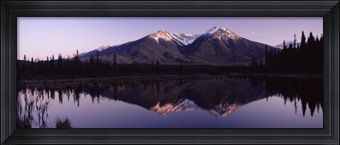 Framed Reflection of mountains in water, Banff, Alberta, Canada Print