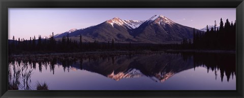 Framed Reflection of mountains in water, Banff, Alberta, Canada Print