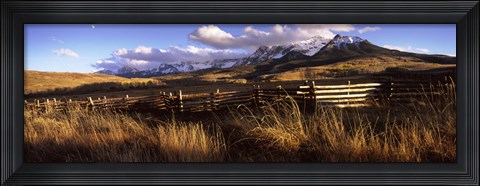 Framed Fence with mountains in the background, Colorado Print