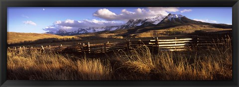 Framed Fence with mountains in the background, Colorado Print