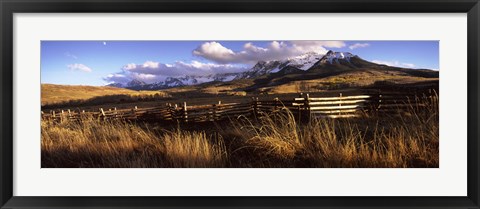 Framed Fence with mountains in the background, Colorado Print