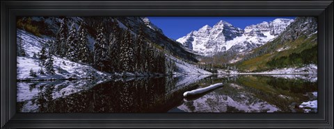 Framed Reflection of a mountain in a lake, Maroon Bells, Aspen, Colorado Print