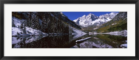 Framed Reflection of a mountain in a lake, Maroon Bells, Aspen, Colorado Print