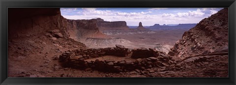 Framed Stone circle on an arid landscape, False Kiva, Canyonlands National Park, San Juan County, Utah, USA Print