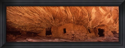 Framed House Of Fire in orange, Anasazi Ruins, Mule Canyon, Utah, USA Print