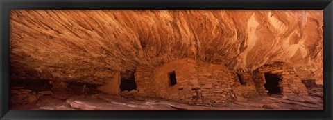 Framed House Of Fire in orange, Anasazi Ruins, Mule Canyon, Utah, USA Print