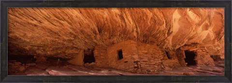 Framed House Of Fire in orange, Anasazi Ruins, Mule Canyon, Utah, USA Print