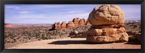 Framed Rock formations on an arid landscape, Big Mac, Coyote Butte, Paria Canyon-Vermilion Cliffs Wilderness, Utah, USA Print