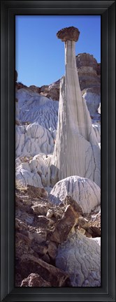 Framed Pinnacle formations on an arid landscape, Wahweap Hoodoos, Arizona, USA Print