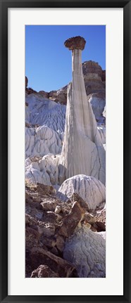 Framed Pinnacle formations on an arid landscape, Wahweap Hoodoos, Arizona, USA Print