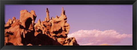 Framed Low angle view of cliffs, Fantasy Canyon, Uintah County, Utah (pink sky) Print