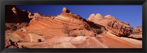 Framed Rock formations on an arid landscape, Coyote Butte, Vermillion Cliffs, Paria Canyon, Arizona, USA Print