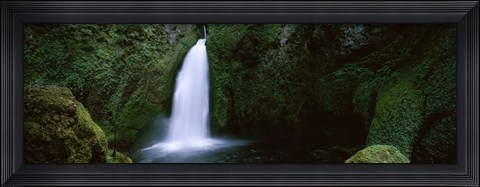 Framed Cascading waterfall in the Columbia River Gorge, Oregon, USA Print