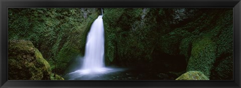 Framed Cascading waterfall in the Columbia River Gorge, Oregon, USA Print