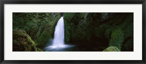 Framed Cascading waterfall in the Columbia River Gorge, Oregon, USA Print