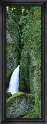 Framed Waterfall in a forest, Columbia River Gorge, Oregon, USA Print
