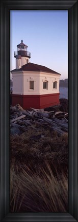 Framed Lighthouse at the coast, Coquille River Lighthouse, Bandon, Coos County, Oregon, USA Print