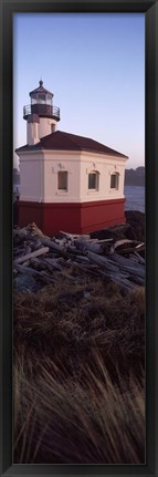 Framed Lighthouse at the coast, Coquille River Lighthouse, Bandon, Coos County, Oregon, USA Print