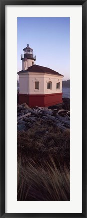 Framed Lighthouse at the coast, Coquille River Lighthouse, Bandon, Coos County, Oregon, USA Print